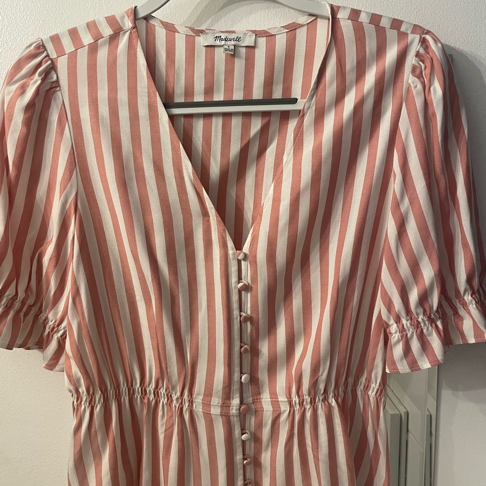 Madewell / Size Small / Pink and White Striped Peplum